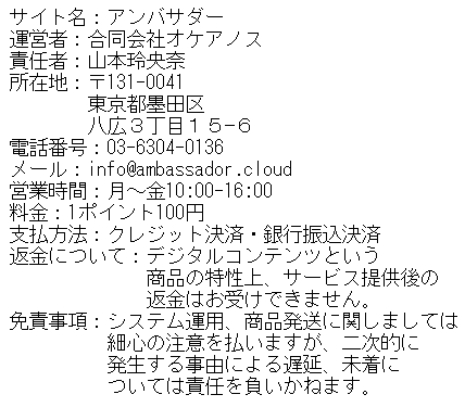 アンバサダーの特商法に基づく表記の画像