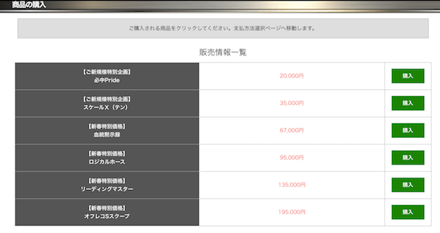 万馬券コンボの有料予想の金額