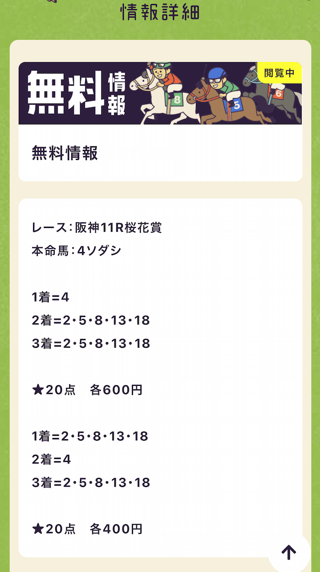 自由になるための馬券無料予想参加4/11