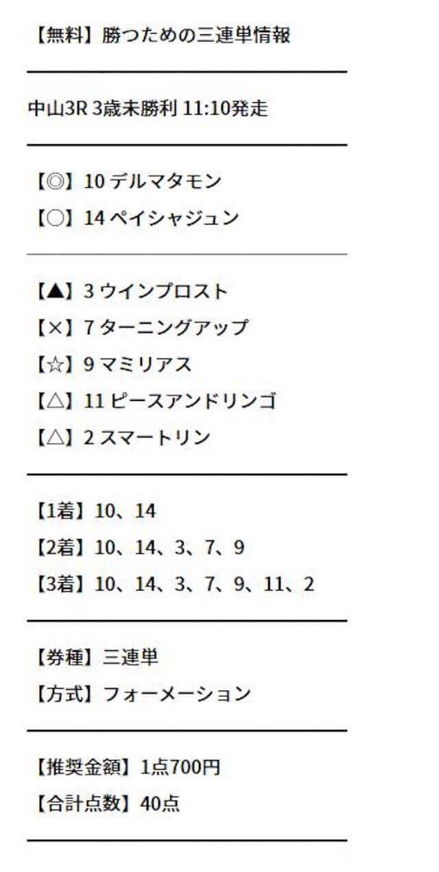 競馬予想サイト勝つためにの無料予想