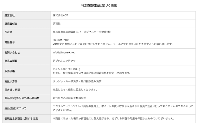 オールインワン競馬マルっと特商法