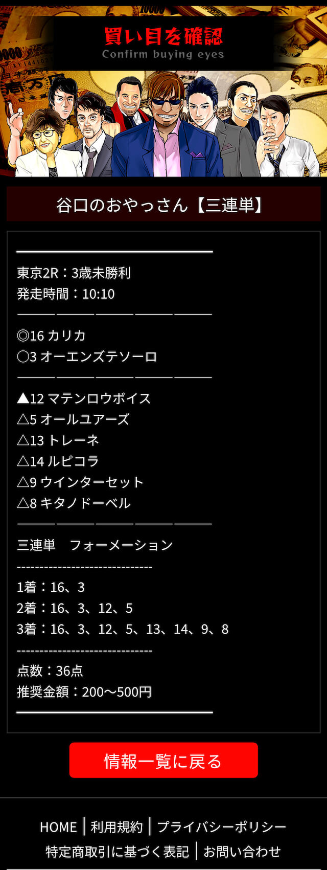 地下競馬5月29日　有料予想