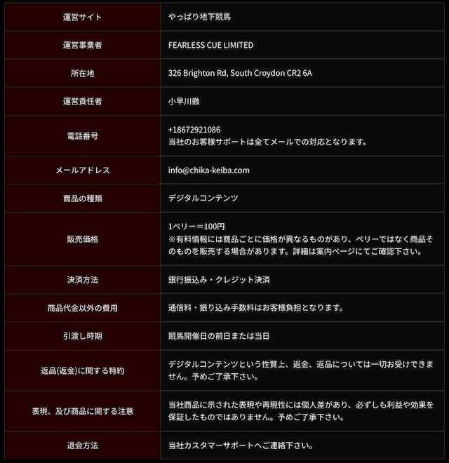 地下競馬　特商法