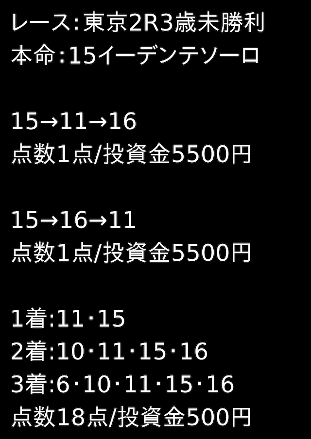 2023年5月6日東京2Rの有料予想