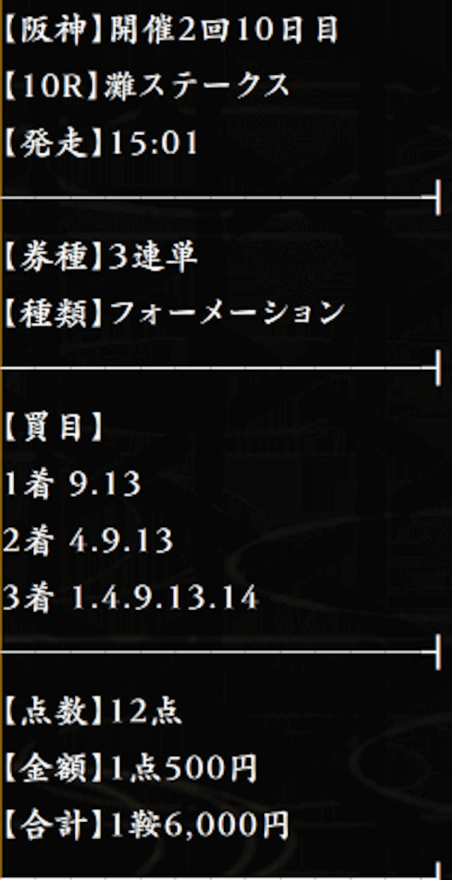 騏驎有料予想　4月25日阪神10R　灘ステークス