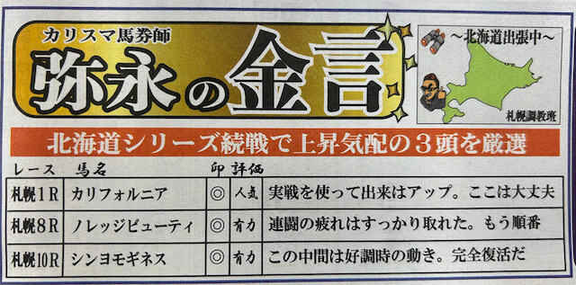 競馬新聞の注目馬予想コラム