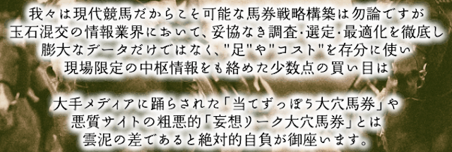 キャリーオーバー「我々は現代競馬だからこそ可能な馬券戦略構築は勿論ですが 玉石混交の情報業界において、妥協なき調査･選定･最適化を徹底」