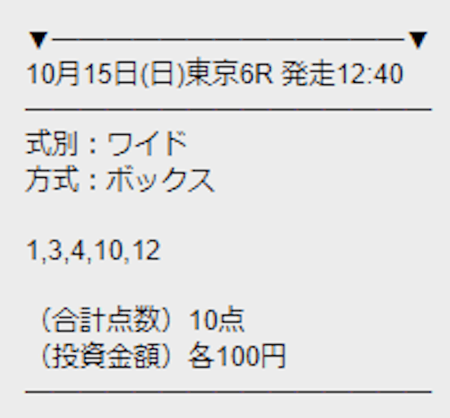2023年10月15日東京6Rの勝馬サプライズの無料予想