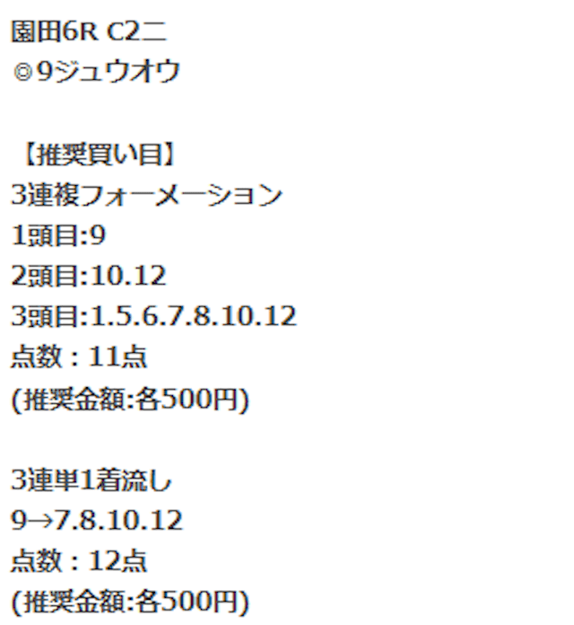 2025年6月20日園田06Rのクラフトマンズの買い目。