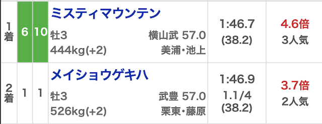 レースの着順