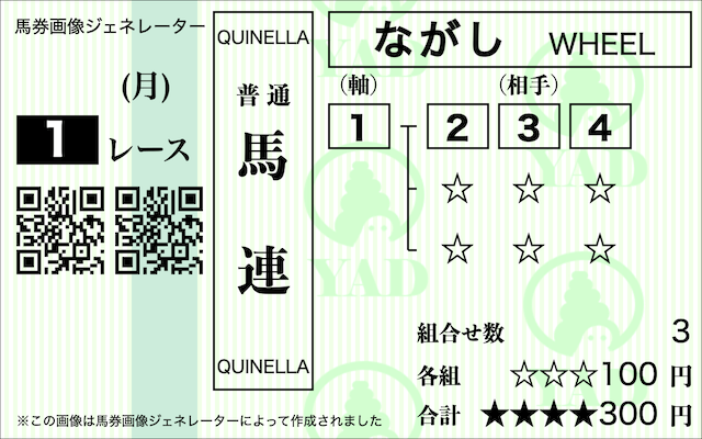 馬連ながしの買い目画像