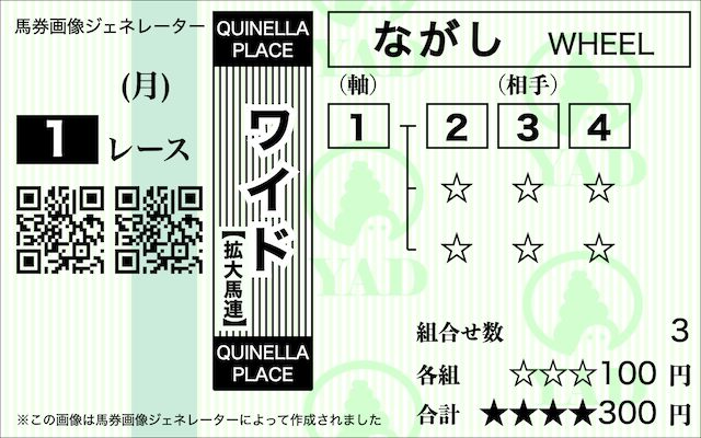 ワイドながしの買い目画像