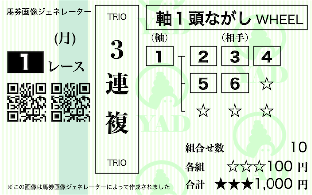 3連複ながしの買い目画像