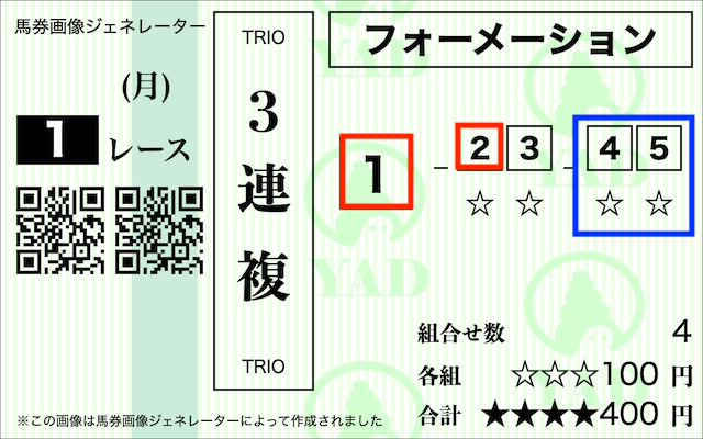 3連複フォーメーション不的中画像